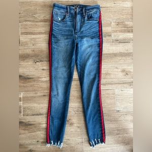 Abercrombie & Fitch skinny denim red stripe jeans!